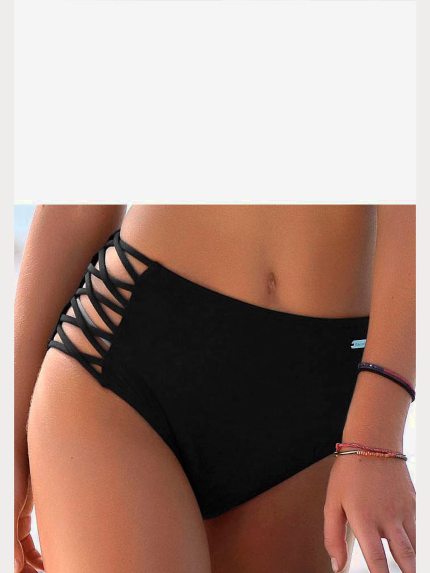 Bas de maillot de bain taille haute bandes croisées sur les côtés