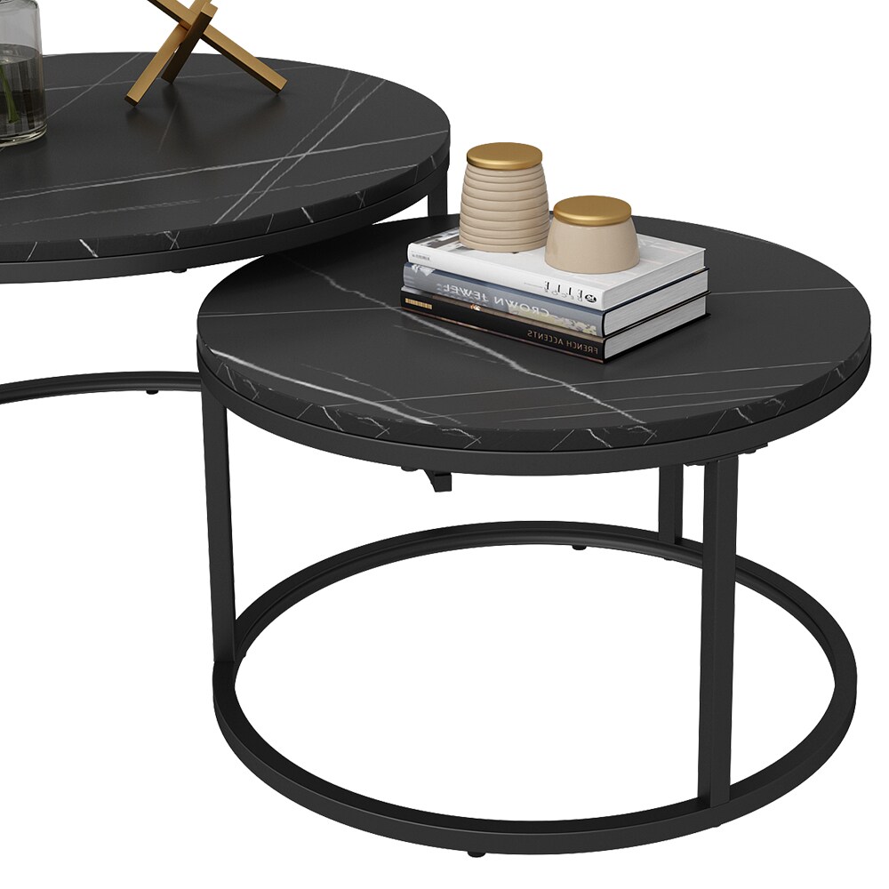 Vicco Couchtisch Montreal Schwarz Marmor-Optik 77 x 40 cm Wohnzimmertisch 2er-Set