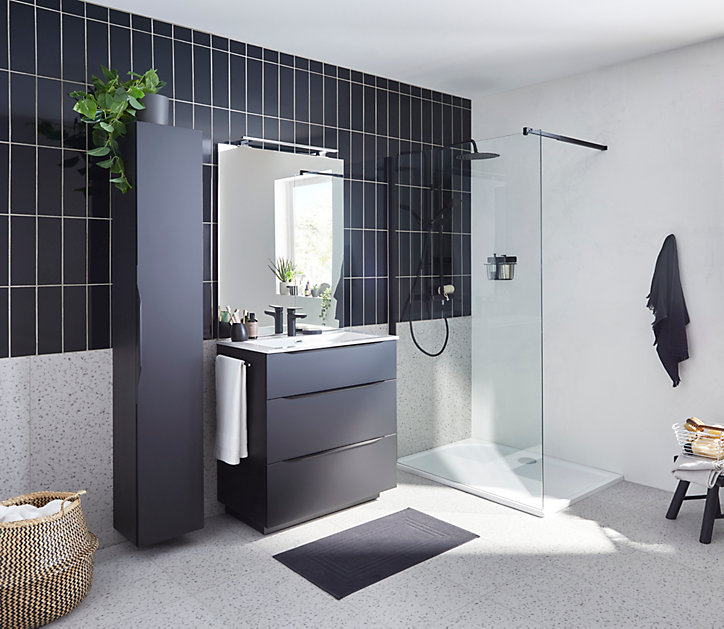 Miroir rectangulaire Cooke & Lewis Pamili coloris gris l.80 x H.100 cm