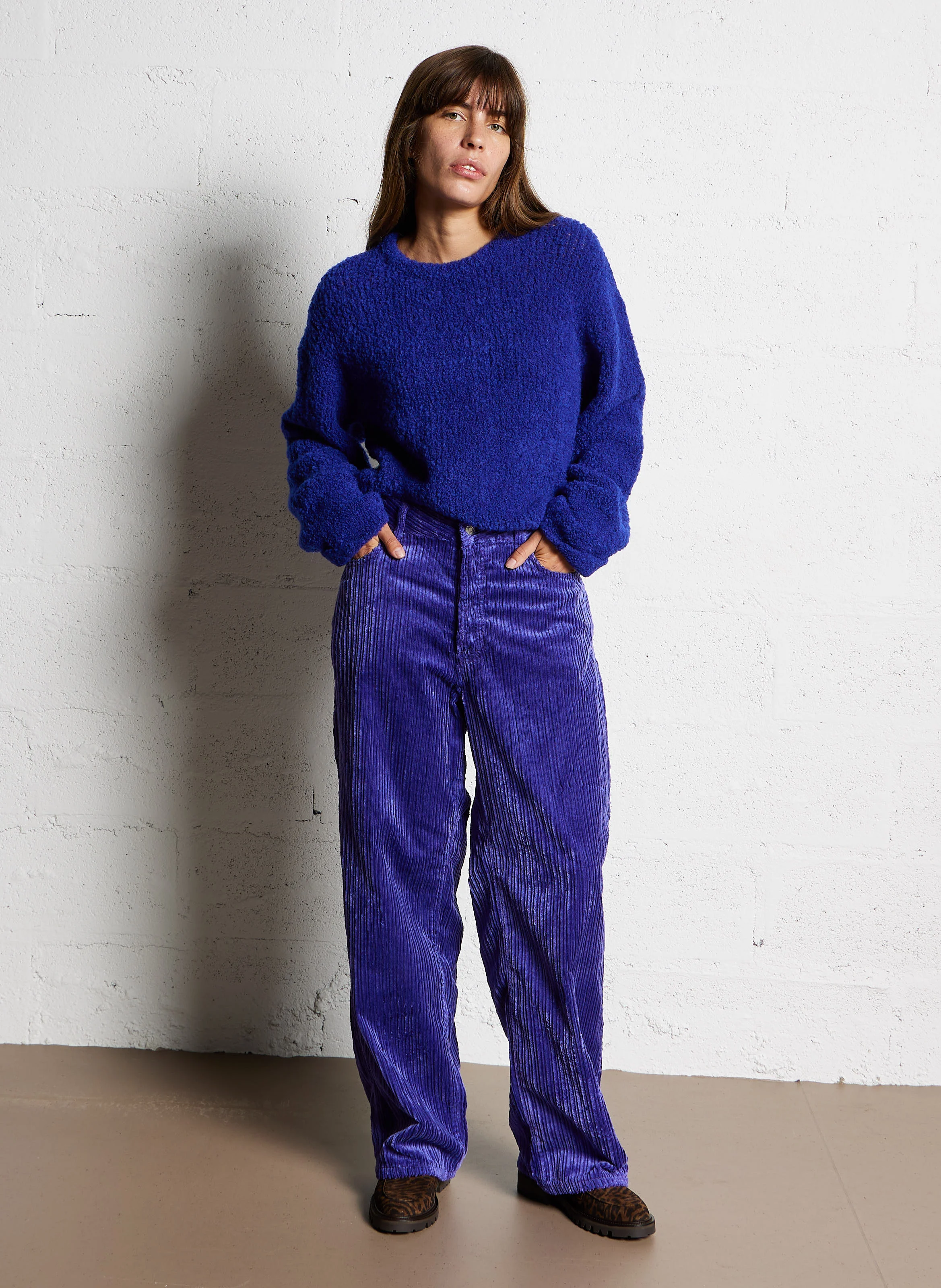 PATY - Pantalon droit en coton mélangé | Violet