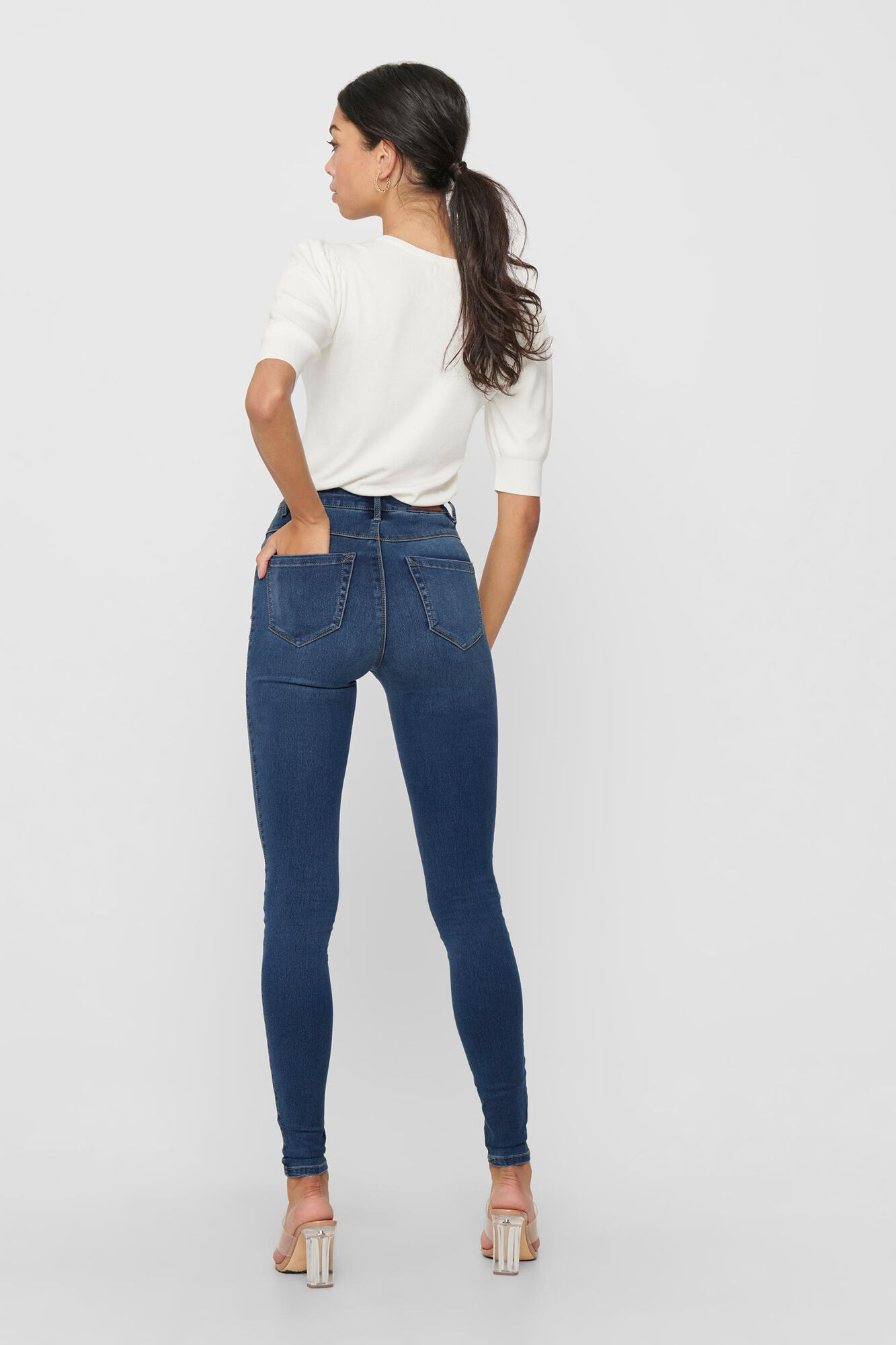Calça jeans skinny de cintura alta