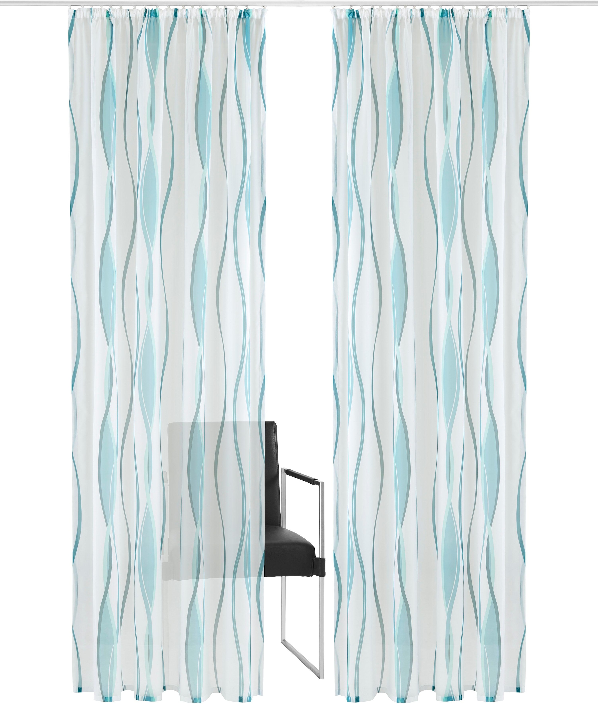 my home Gardine »Dimona« Kräuselband 2 Stk. tlg. 2er-Set, Bestseller, Polyester, Wellen