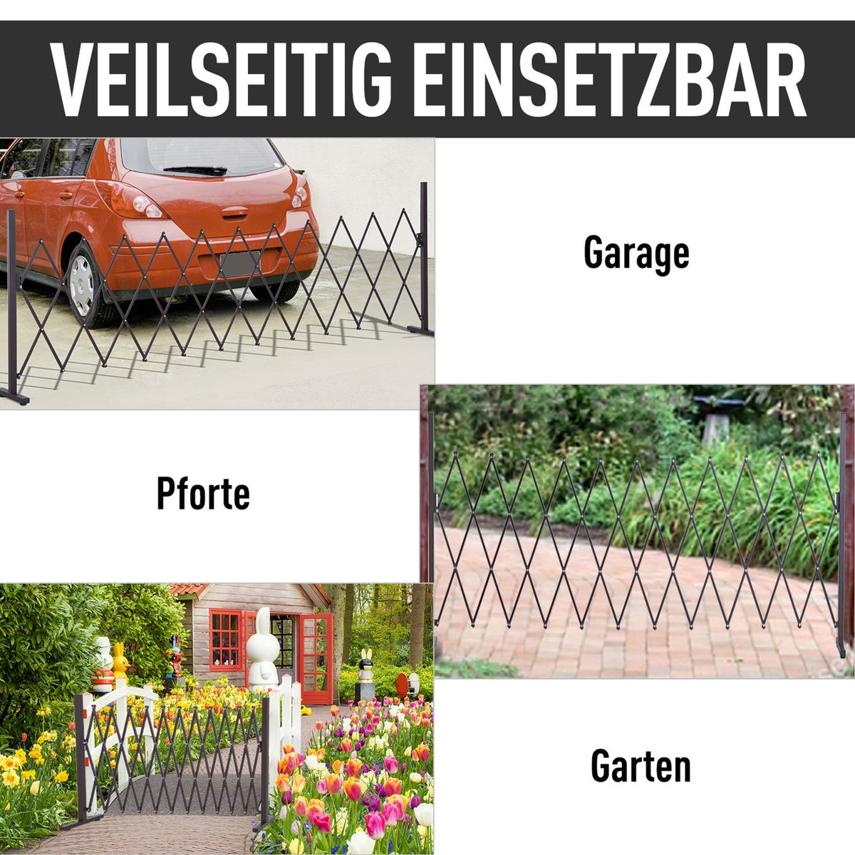 Outsunny schaarpoort, slagboom, uitschuifbaar, 35-300 cm, H103,5 cm, aluminium, bruin