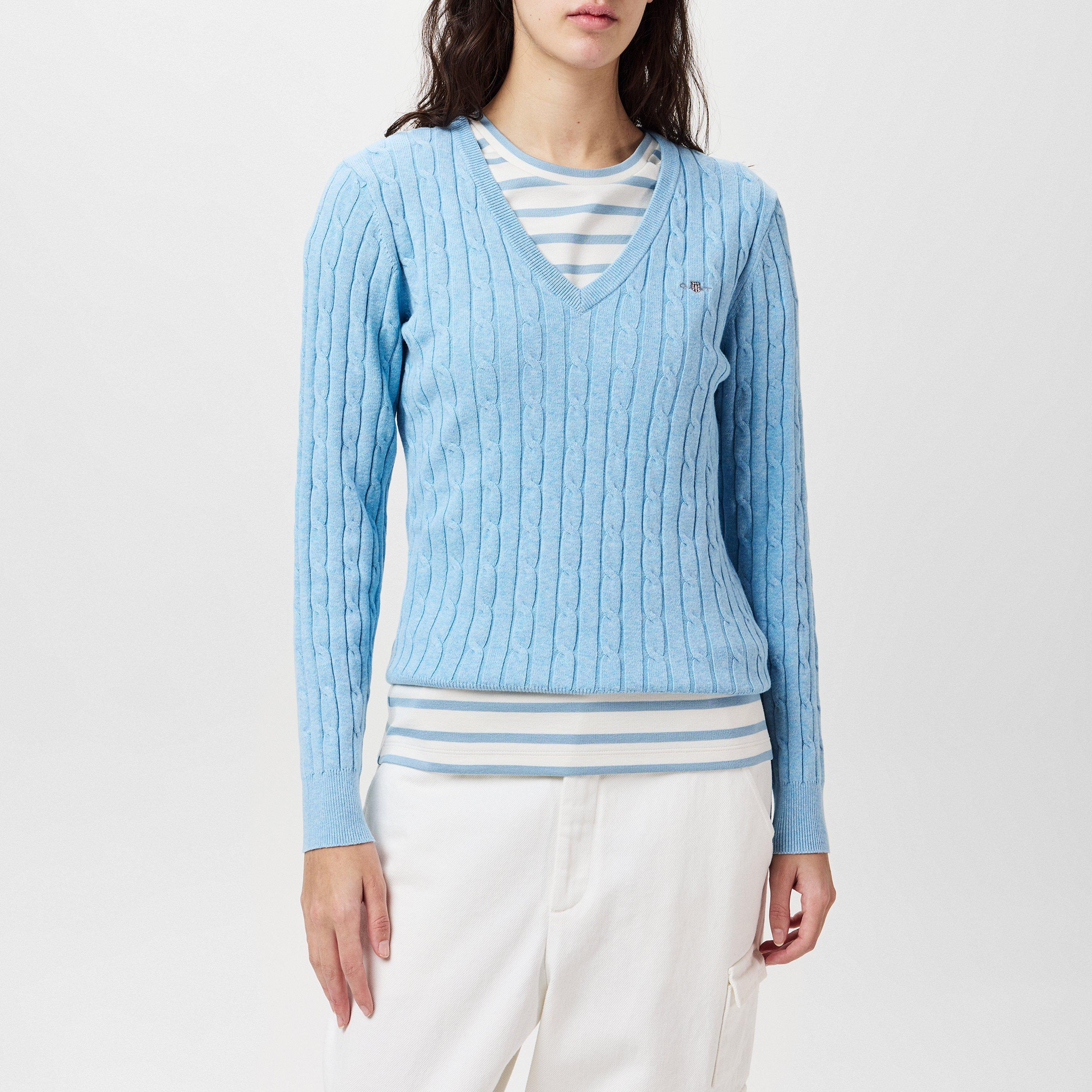 Gant STRETCH COTTON CABLE V-NECK PEACHY