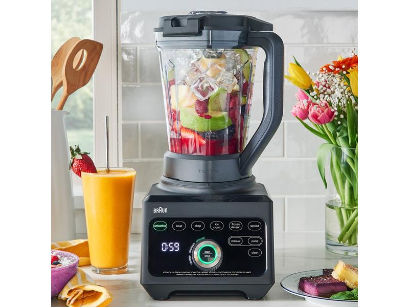 Braun Standmixer PowerBlend 9 JB 9040, Schwarz Standmixer mit 18 Programmen
