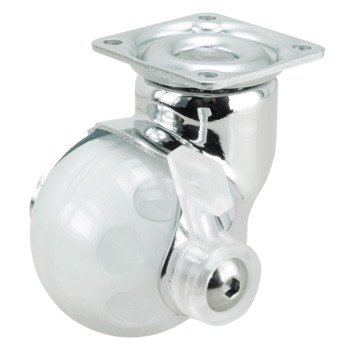 Zwenkwiel   rem POLY met plaat bevestiging 50mm tot 40kg