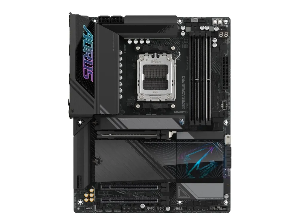 AORUS X870E PRO - Bundkort - ATX - Socket AM5 - AMD X870E Chipset - USB-C 3.2 Gen 2x2, USB4, USB 3.2 Gen 1, USB 3.2 Gen 2 - 2.5 Gigabit LAN, Bluetooth, Wi-Fi 7 - onboard grafik (CPU påkrævet) - HD Audio (8-kanaler)