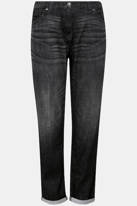 Boyfriend-Jeans, weites Bein, Ziernähte, 5-Pocket-Hose