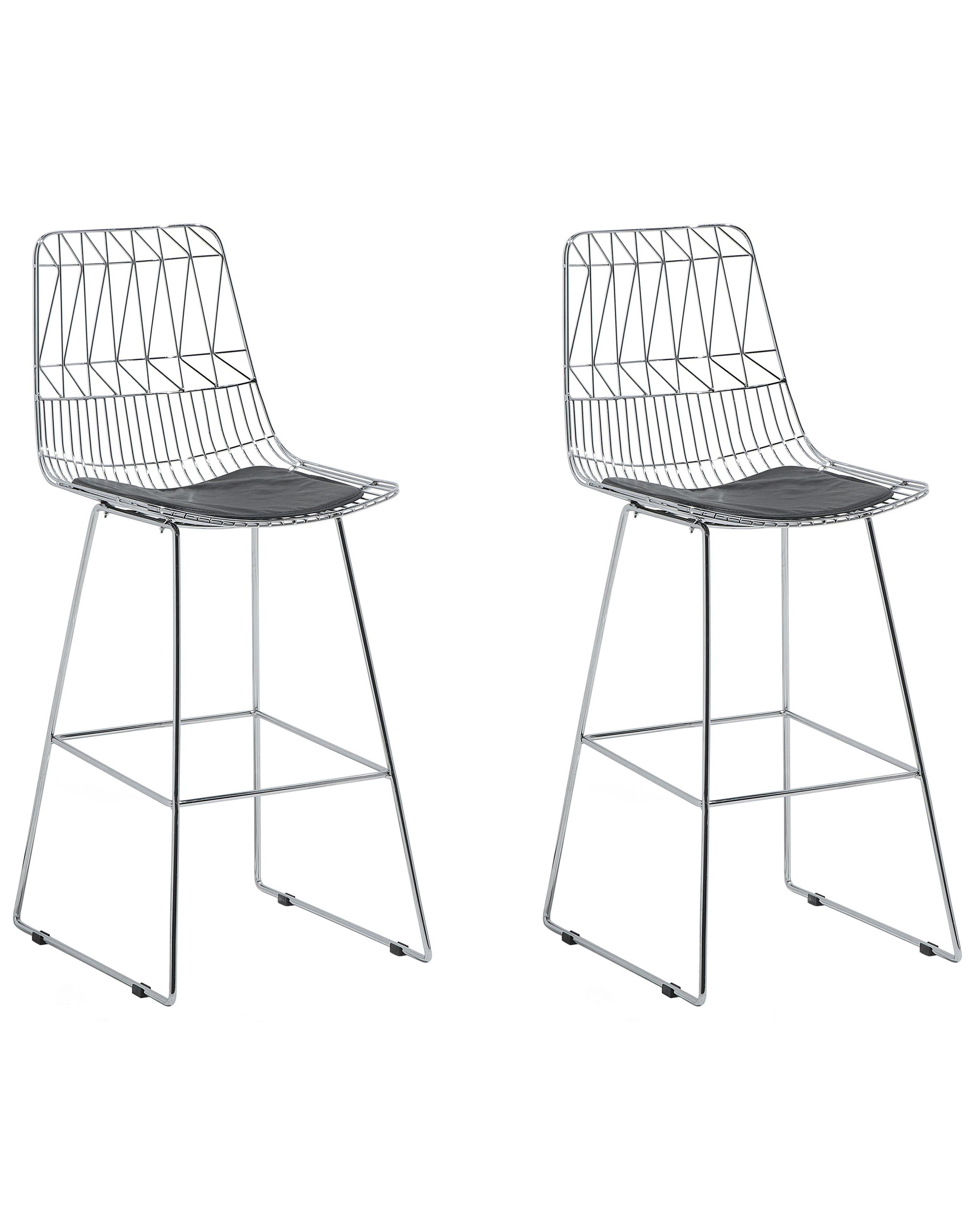Set van 2 barstoelen PRESTON Metaal Zilver
