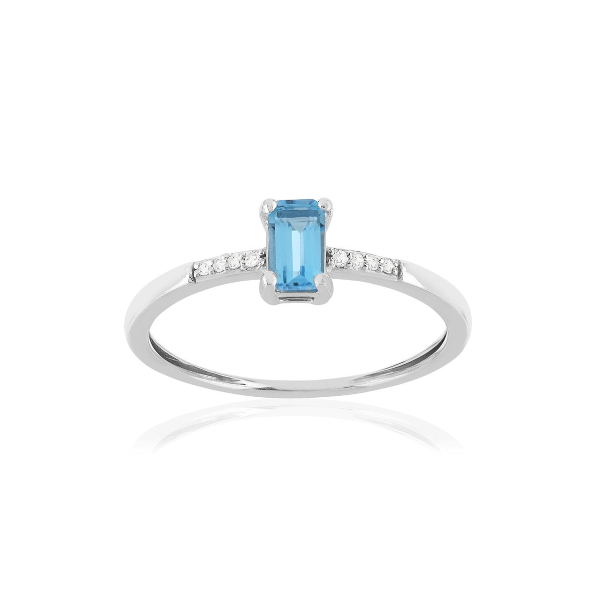 Bague or blanc 375 topaze diamants