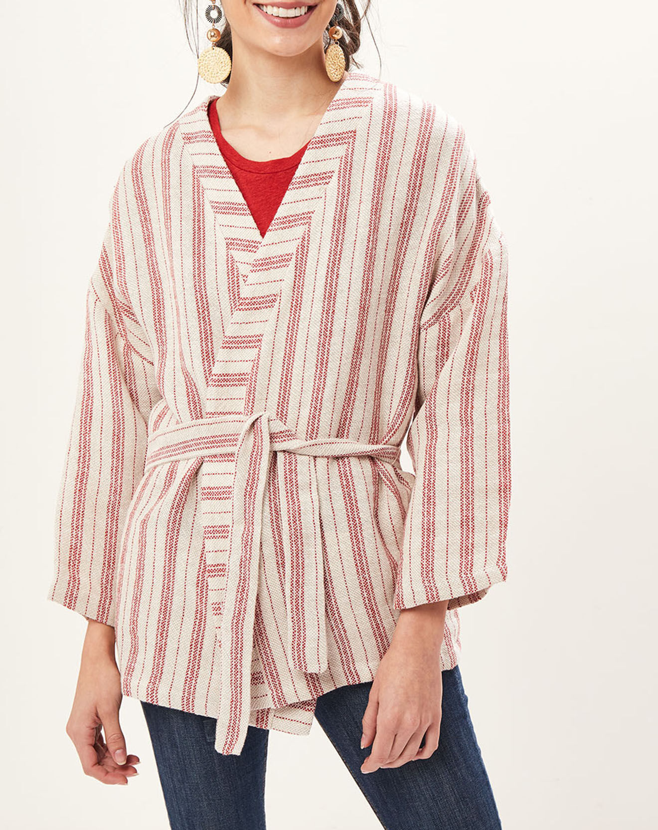 Hartford Veste 100% Lin Verve rouge/beige