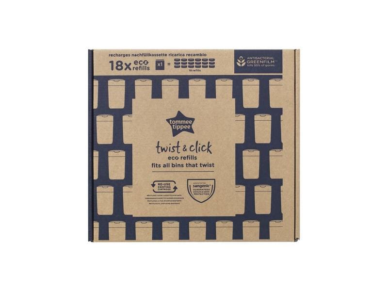 Sangenic Nachfüllkassette Twist & Click 18 Stück Nachfüllkassette für Windeleimer 18er Pack