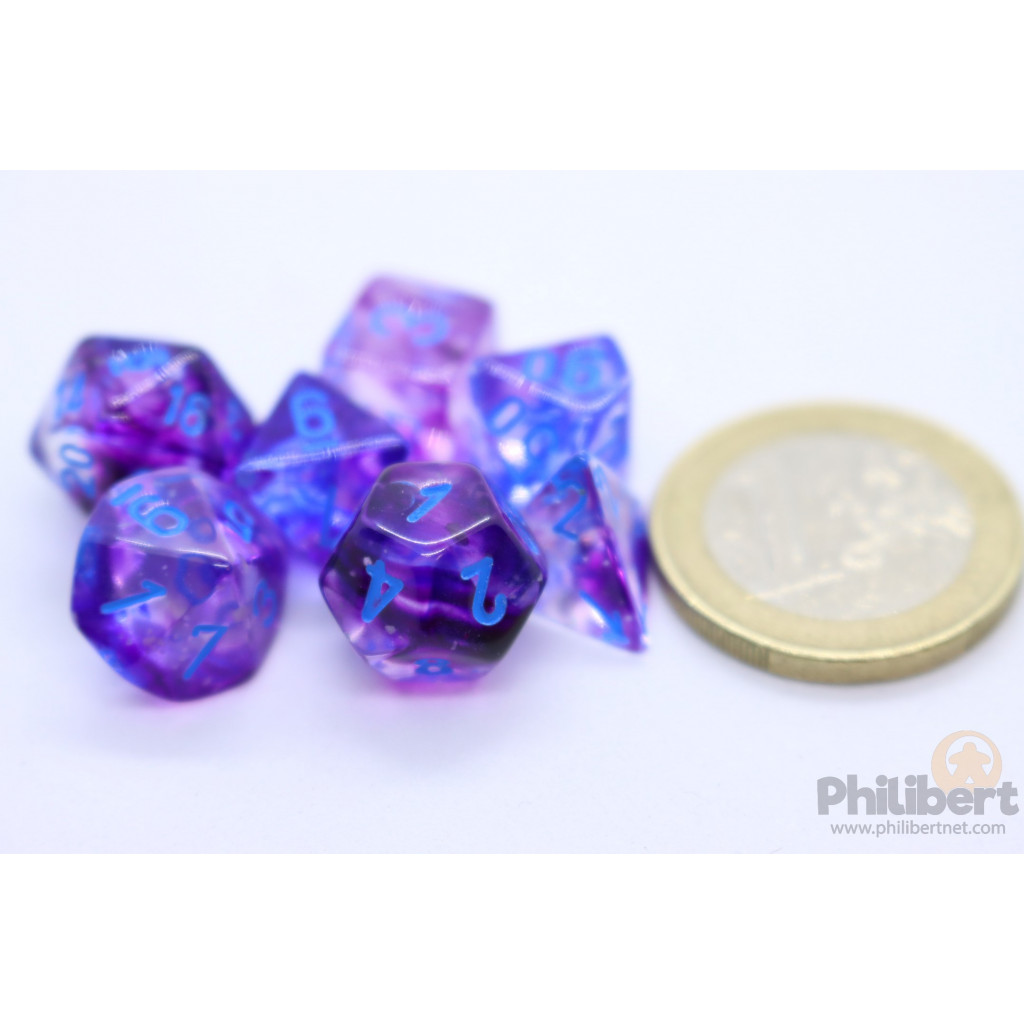 Set de 7 Mini Dés JDR Chessex : Nebula Nocturnal / Blue Luminary