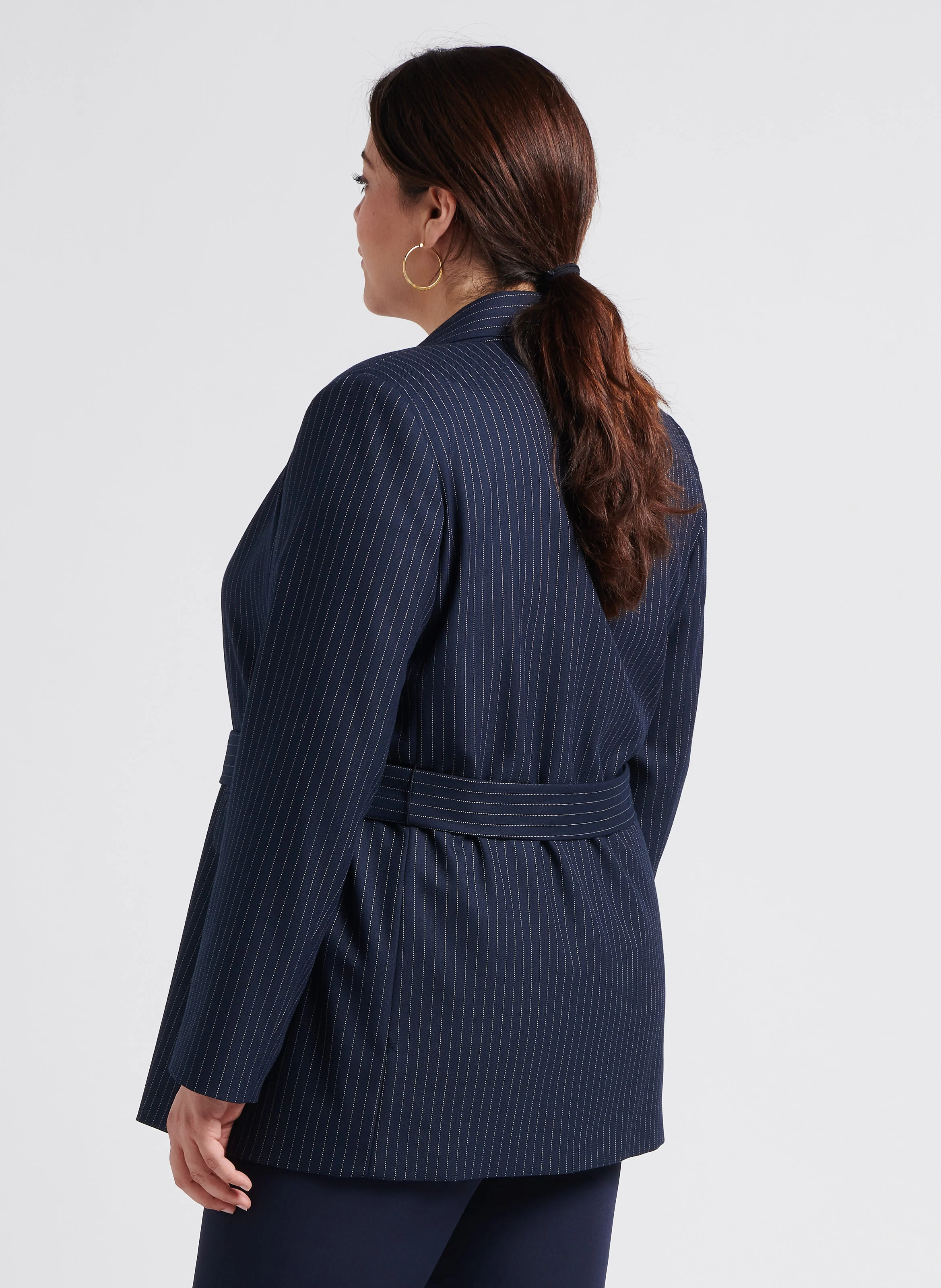 CAMILLA - Veste col tailleur rayée | Bleu