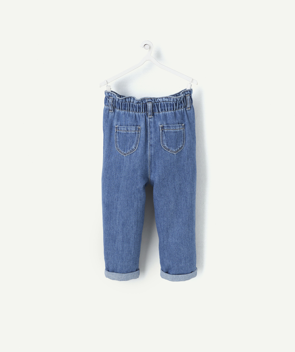 PANTALON RELAX BÉBÉ FILLE EN DENIM BLEU LOW IMPACT
