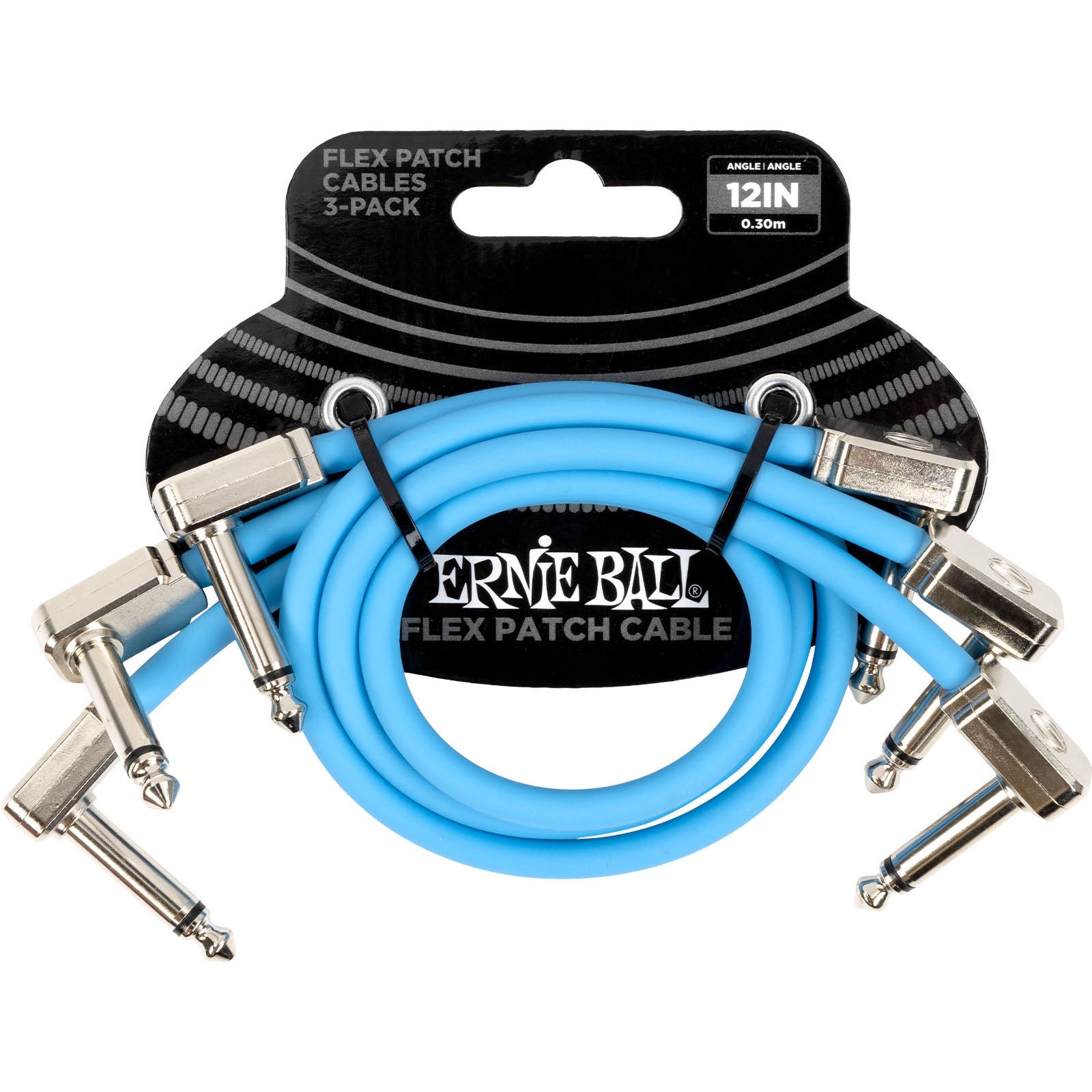Ernie Ball 6461 Flex Patch Blue 3-Pack patchkabels 30 cm (set van 3)