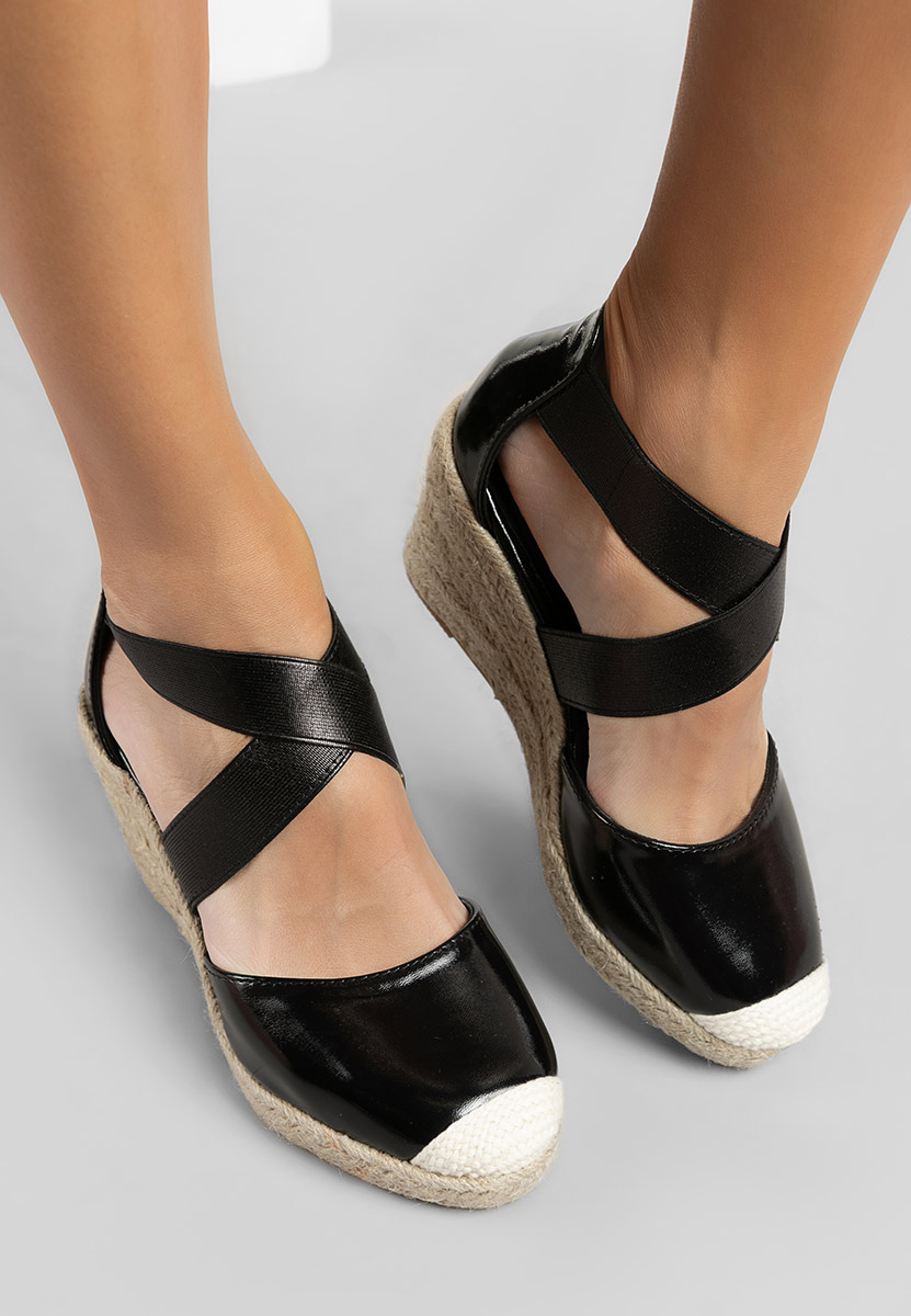 Sandales à plateforme type espadrilles noires Rosaria