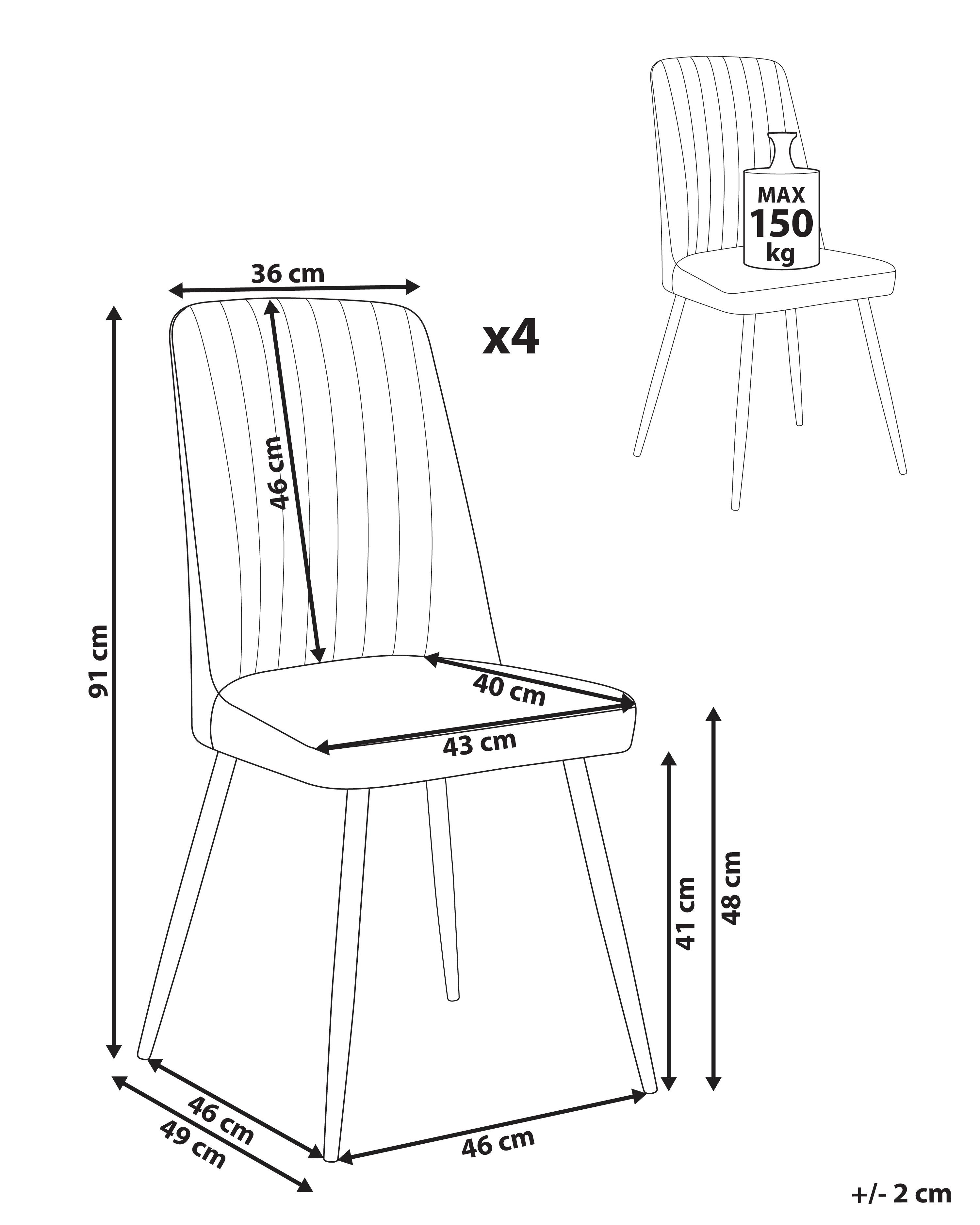Set van 4 eetkamerstoelen KIRBY Fluweel Gebroken wit