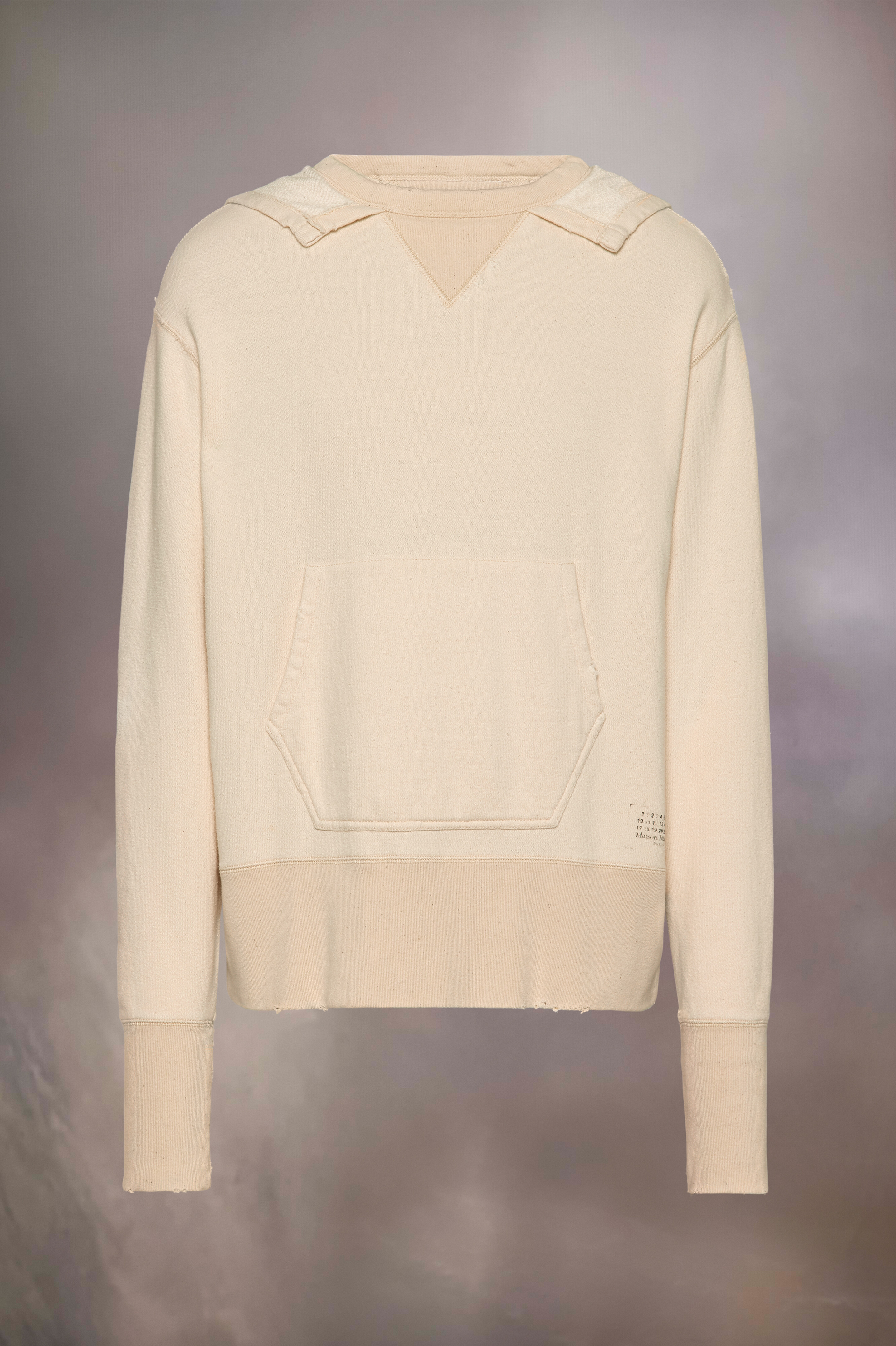 Sweat-shirt à capuche avec logo estampillé Ecru