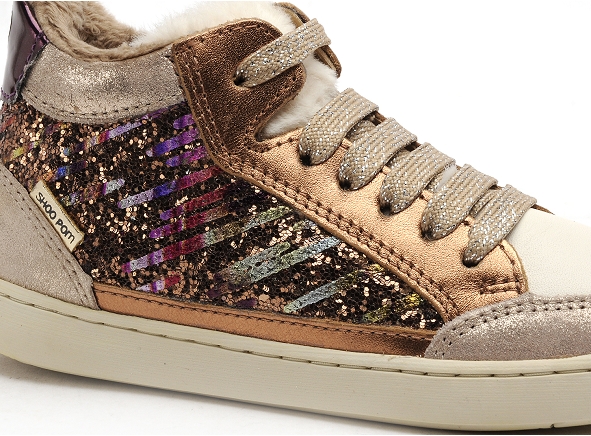 Shoo pom boots bottine enfant play connect fur bronze