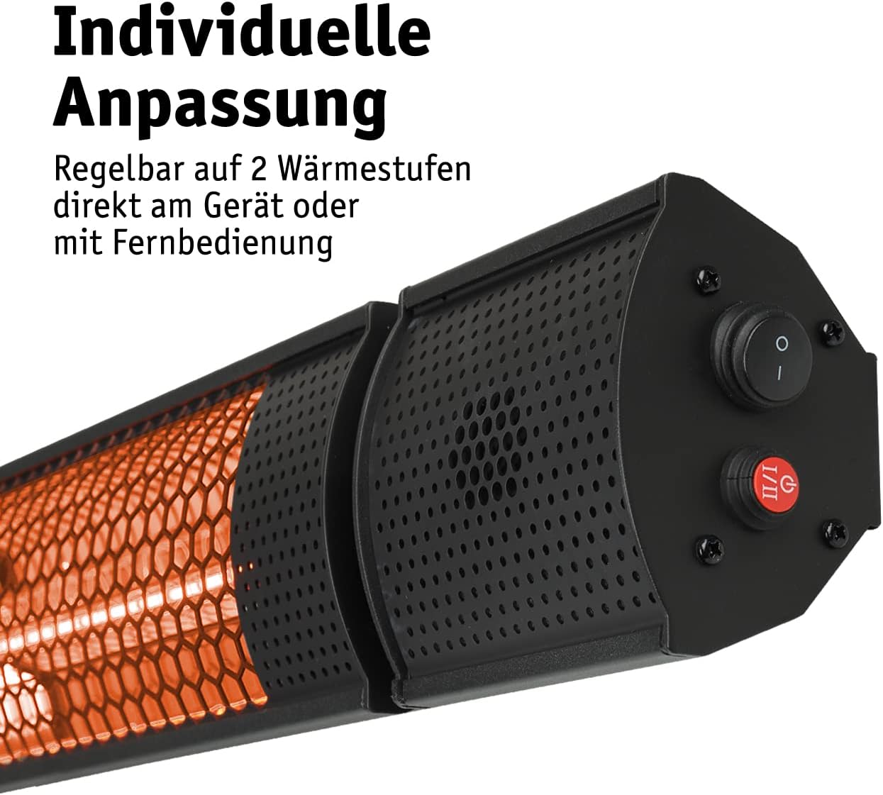 WALTER Professional Infrarot Wandheizstrahler 2000 W, moderne Karbon-Infrarot Technik, energieeffizient & blitzschnell aufgeheizt, Terrassenheizer, 2 Heizstufen, mit Fernbedienung, inkl. Wandhalterung