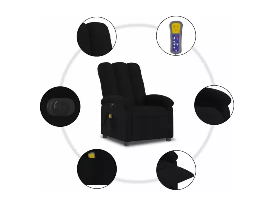 Fauteuil massant inclinable électrique Noir Tissu