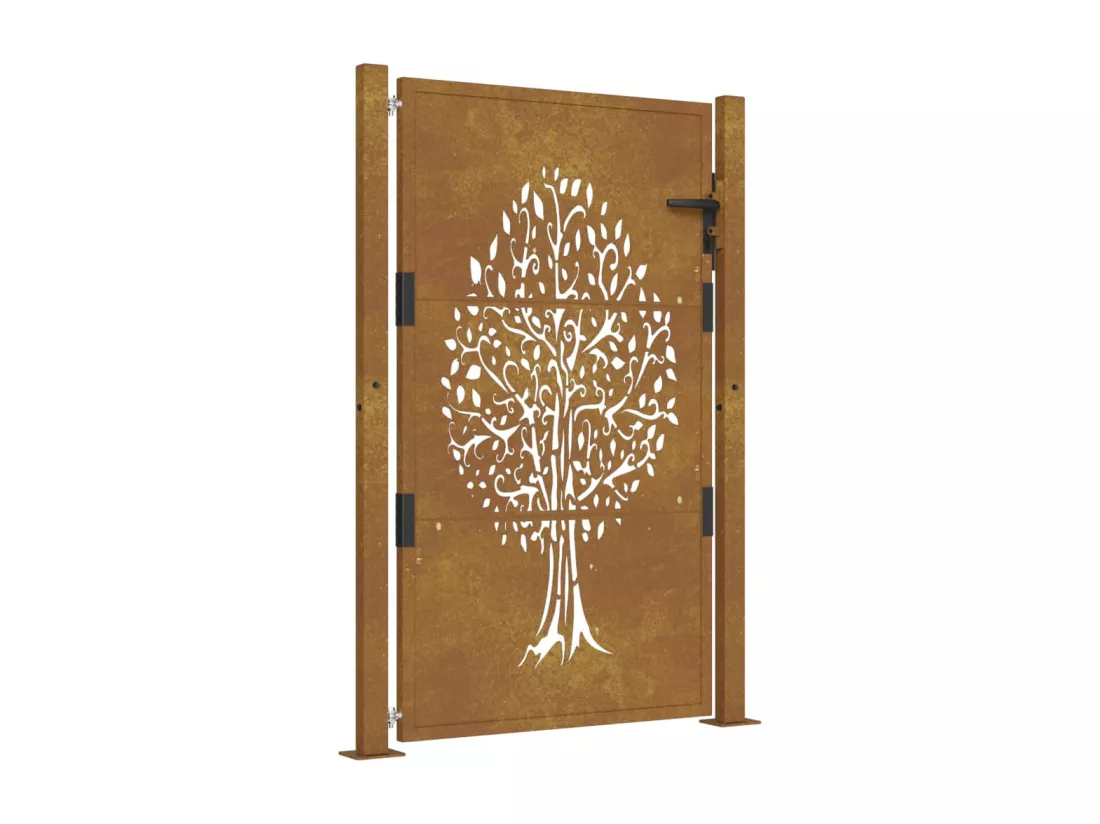 Portail de jardin 105x155 cm acier corten conception de l'arbre