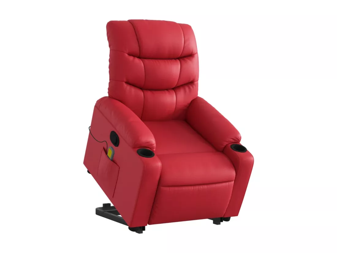 Fauteuil inclinable massant Rouge Similicuir