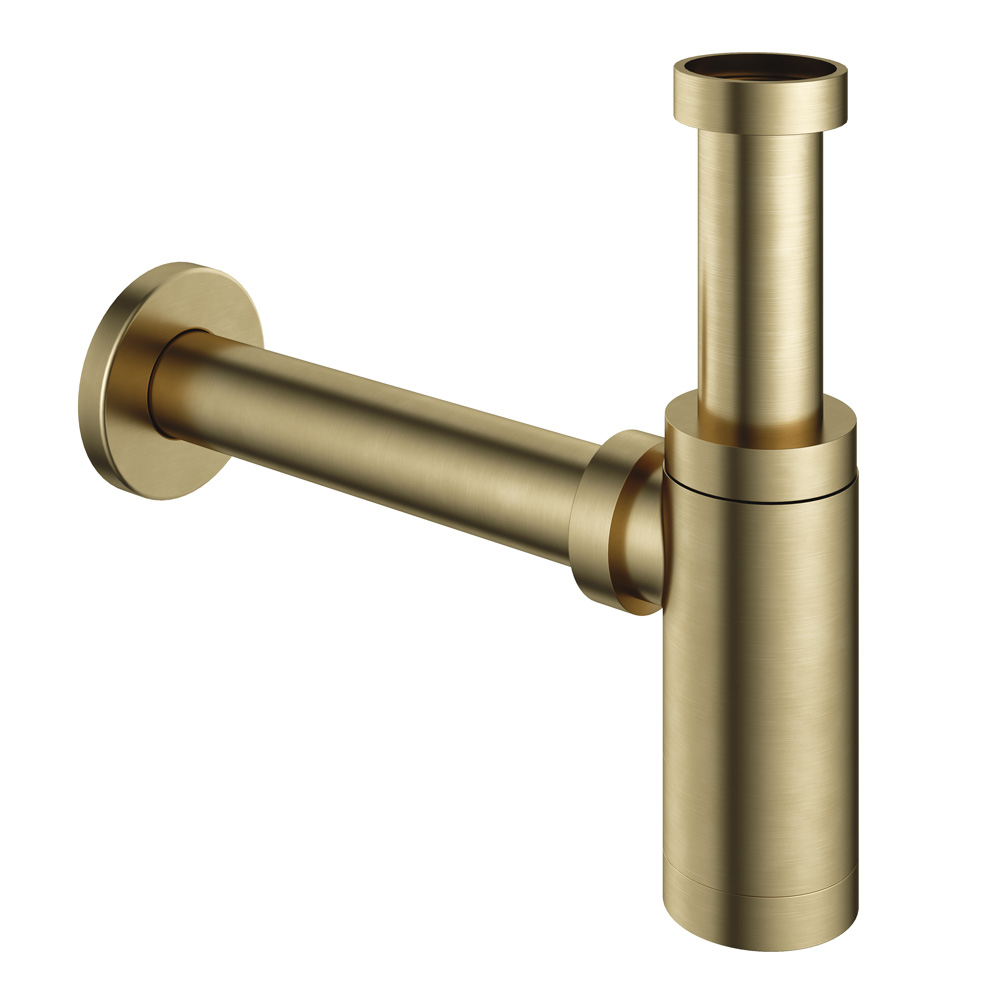 Hotbath Cobber Wastafel Sifon rond Geborsteld Messing P035