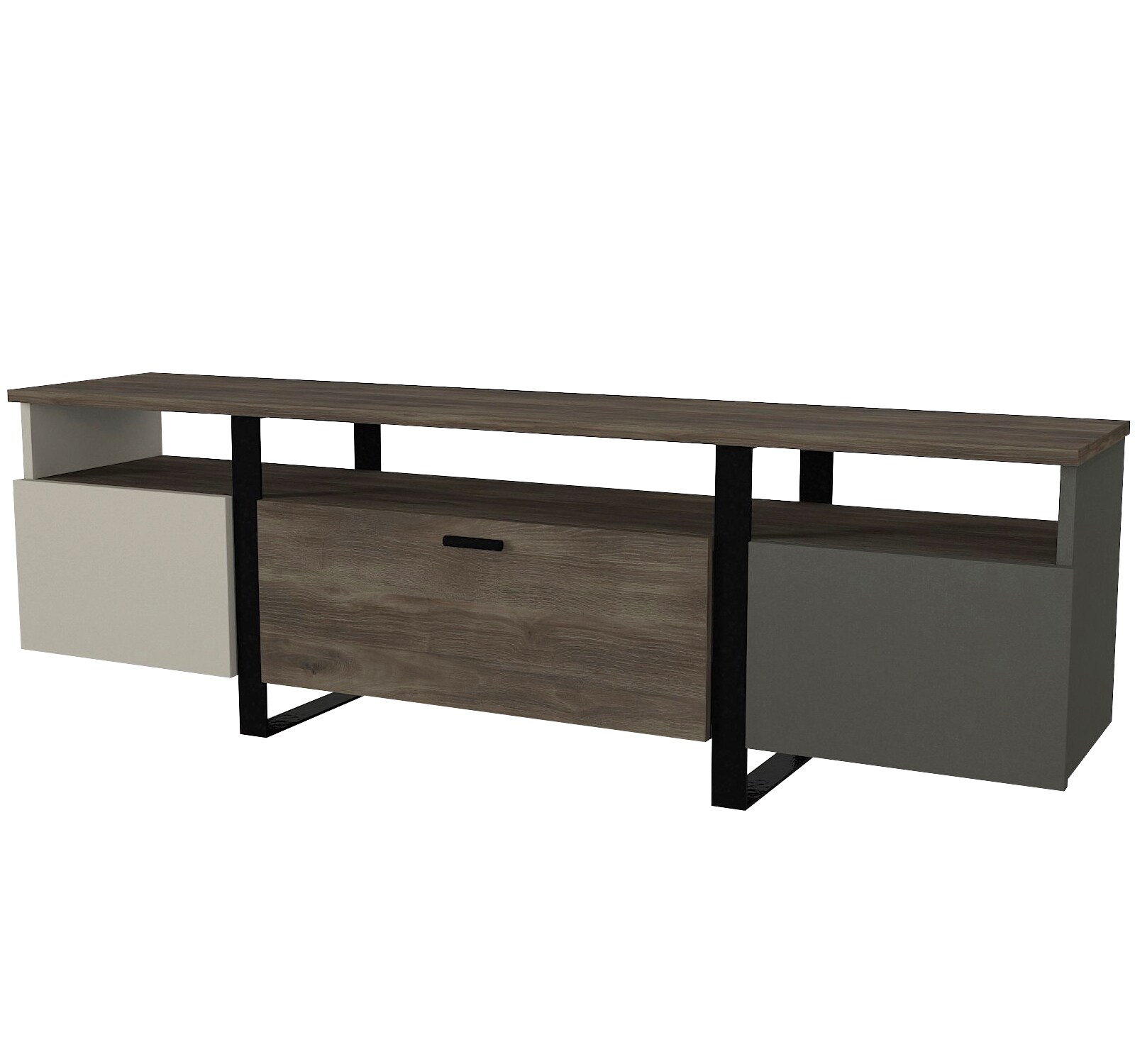 TV Lowboard Arne mit Metallfüße Grau Anthrazit