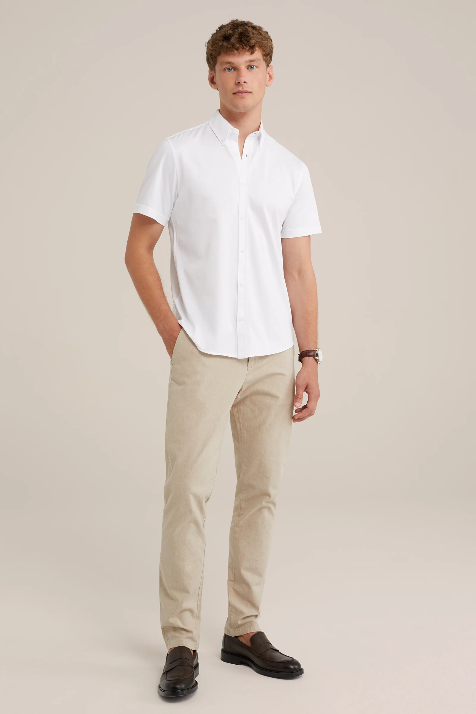 slim fit chino met dessin Fundamentals Beige