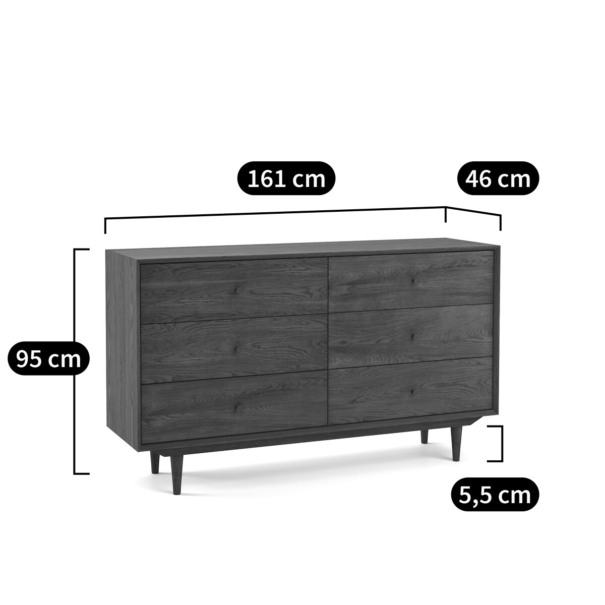 LA REDOUTE INTERIEURS<br>Cômoda 6 gavetas, Quilda