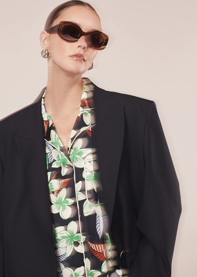 Chemise Calvibleu nuit à motif fleurs