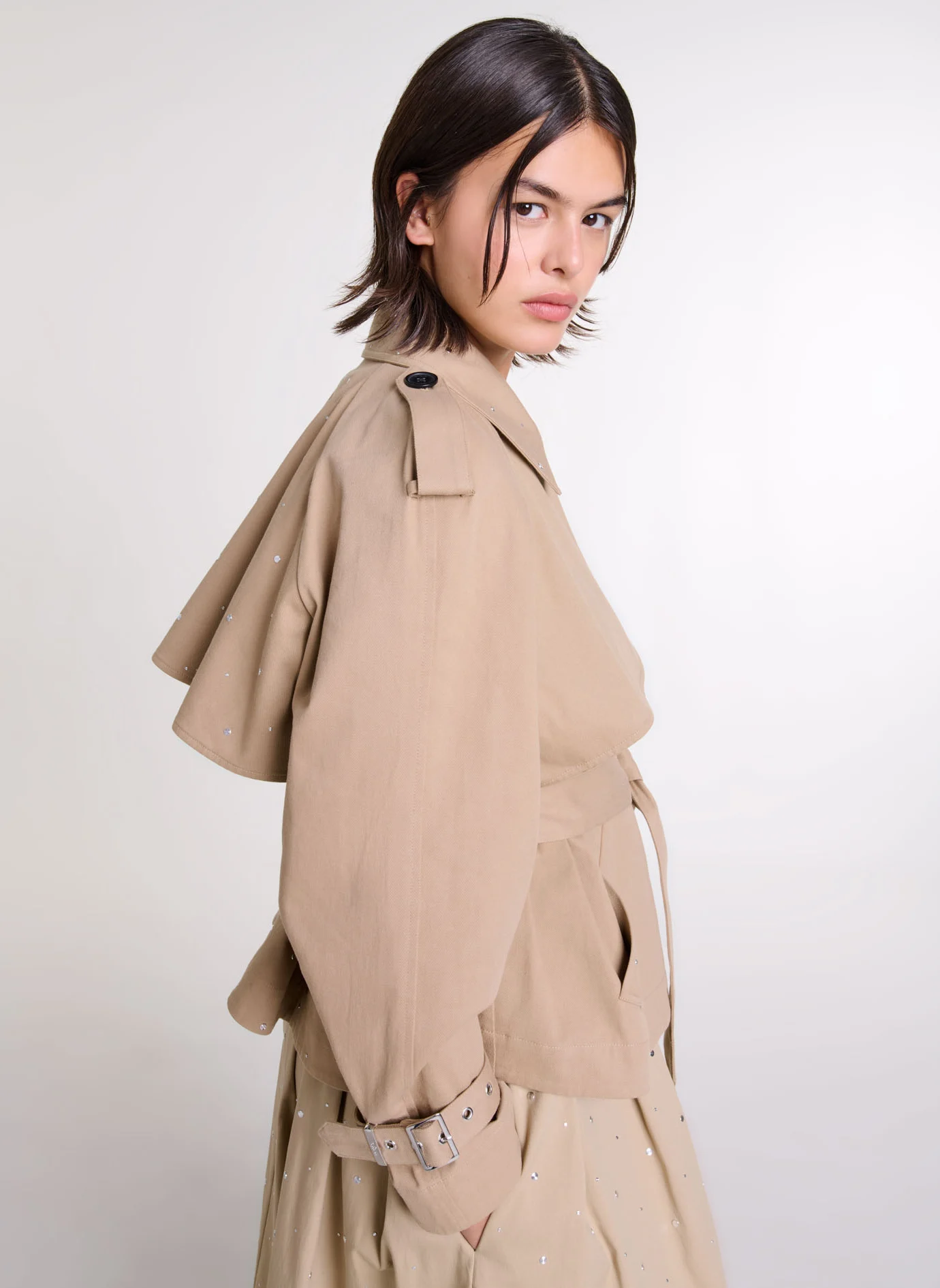 Veste courte déperlante en coton | Beige