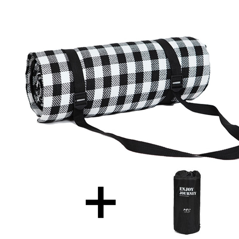 (200x300cm) 6mm Dicke Picknick Decke Outdoor Matte Kariert - Schwarz / Weiss