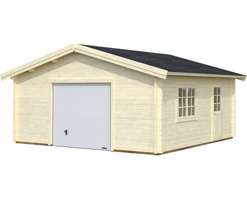Palmako Roger enkele garage, 27,7 m², met sectionaaldeur 622 x 596 cm, natuurlijke afwerking