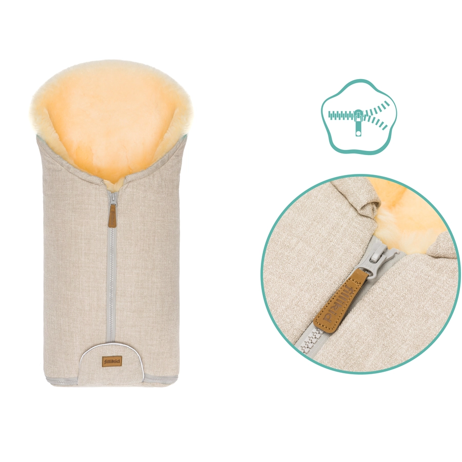 fillikid Winterfußsack Pamir für Babyschale Echtfell Sand Melange