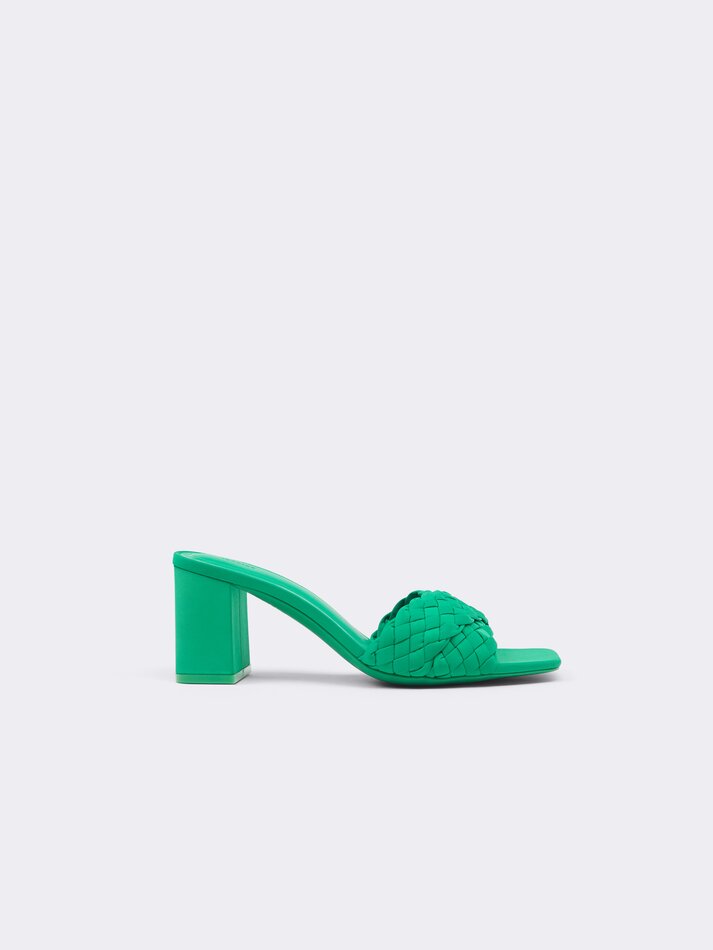 Sandália mule com salto - Verde