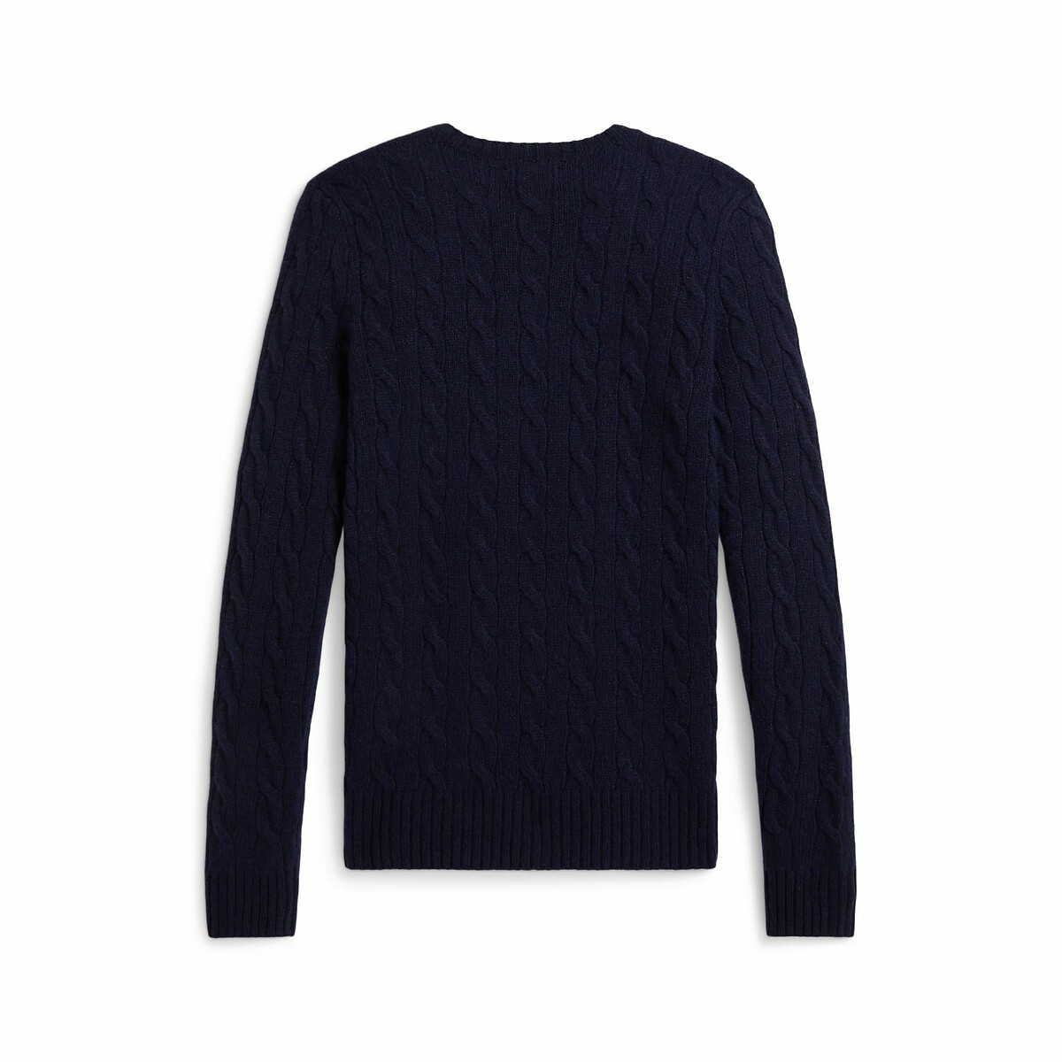 POLO RALPH LAUREN<br>Suéter de gola redonda, tricô trançado em lã e cashmere