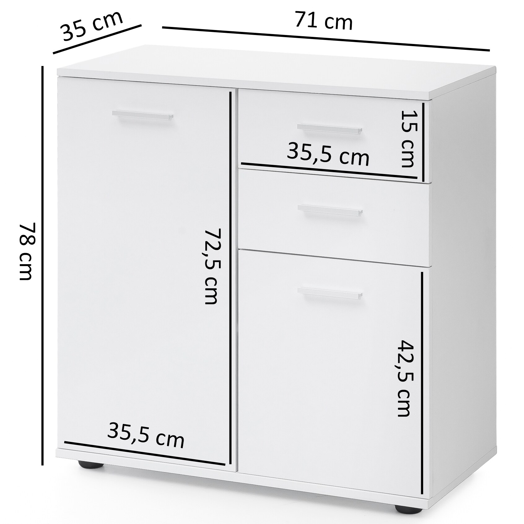 KADIMA DESIGN Kommode Sideboard, 2 Türen und 2 Schubladen, kratzfeste Melaminharz-Beschichtung.