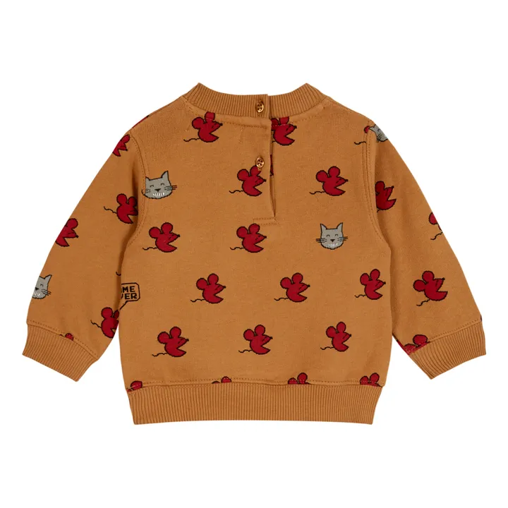 Emile et Ida Sweat Velours Coton Bio Souris | Caramel