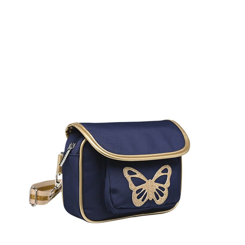 Sac banane carrée 20 cm Papillon Bleu marine