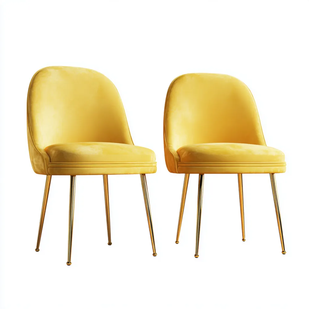 Esszimmerstuhl 50x60x85 cm – Gelb – Moderner Stil Samtpolster