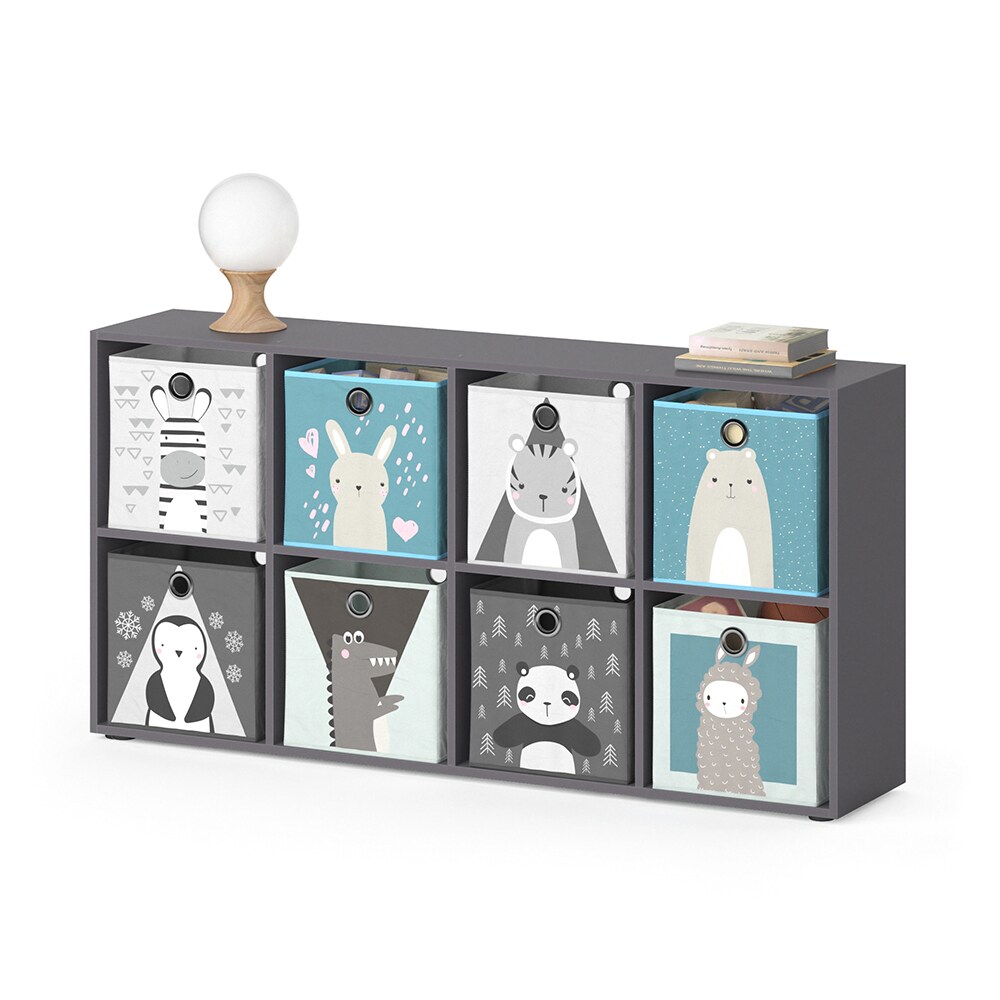 Vicco Raumteiler Standregal Bücherregal 8 Fächer Scutum Grau Kinder-Faltboxen