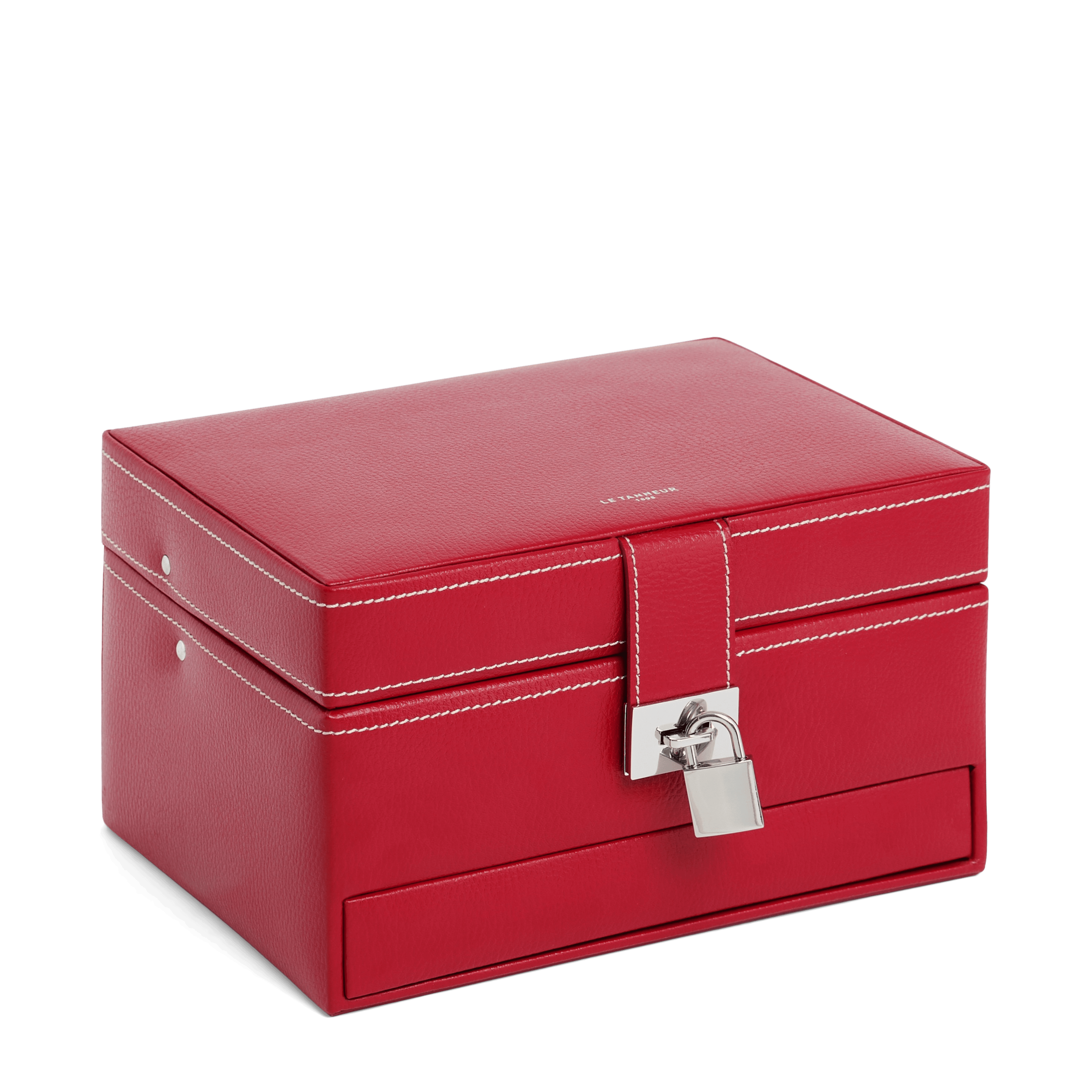 Boîte à bijoux moyen format en cuir | Rouge