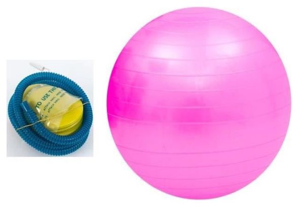 Swiss Ball Ballon de Fitness Gymnastique pour Pilates Yoga Renforcement du Dos avec Pompe Ballon - Rose Diamètre 65 cm Taille S