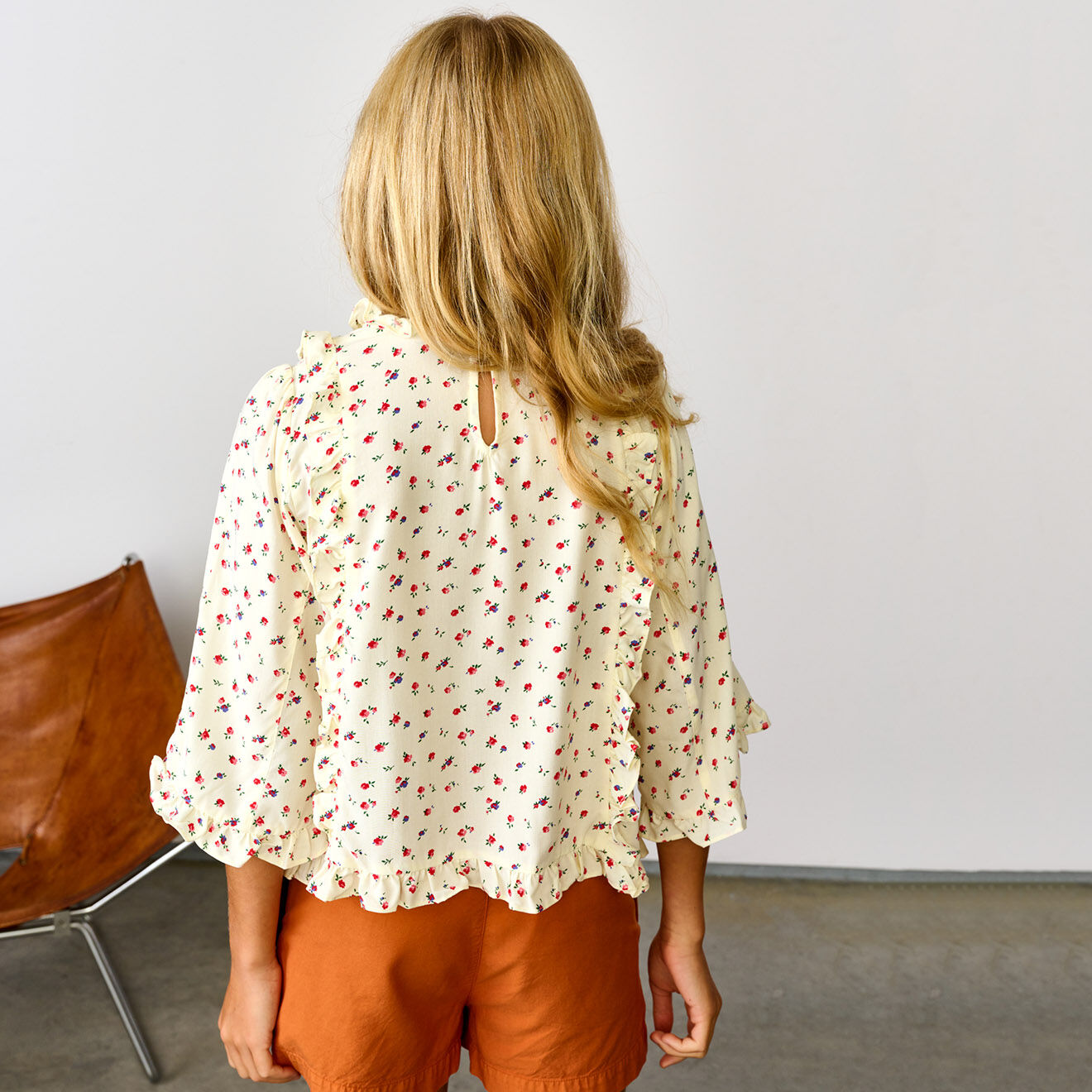 Bellerose Blouse à volants Alison à fleurs écrue