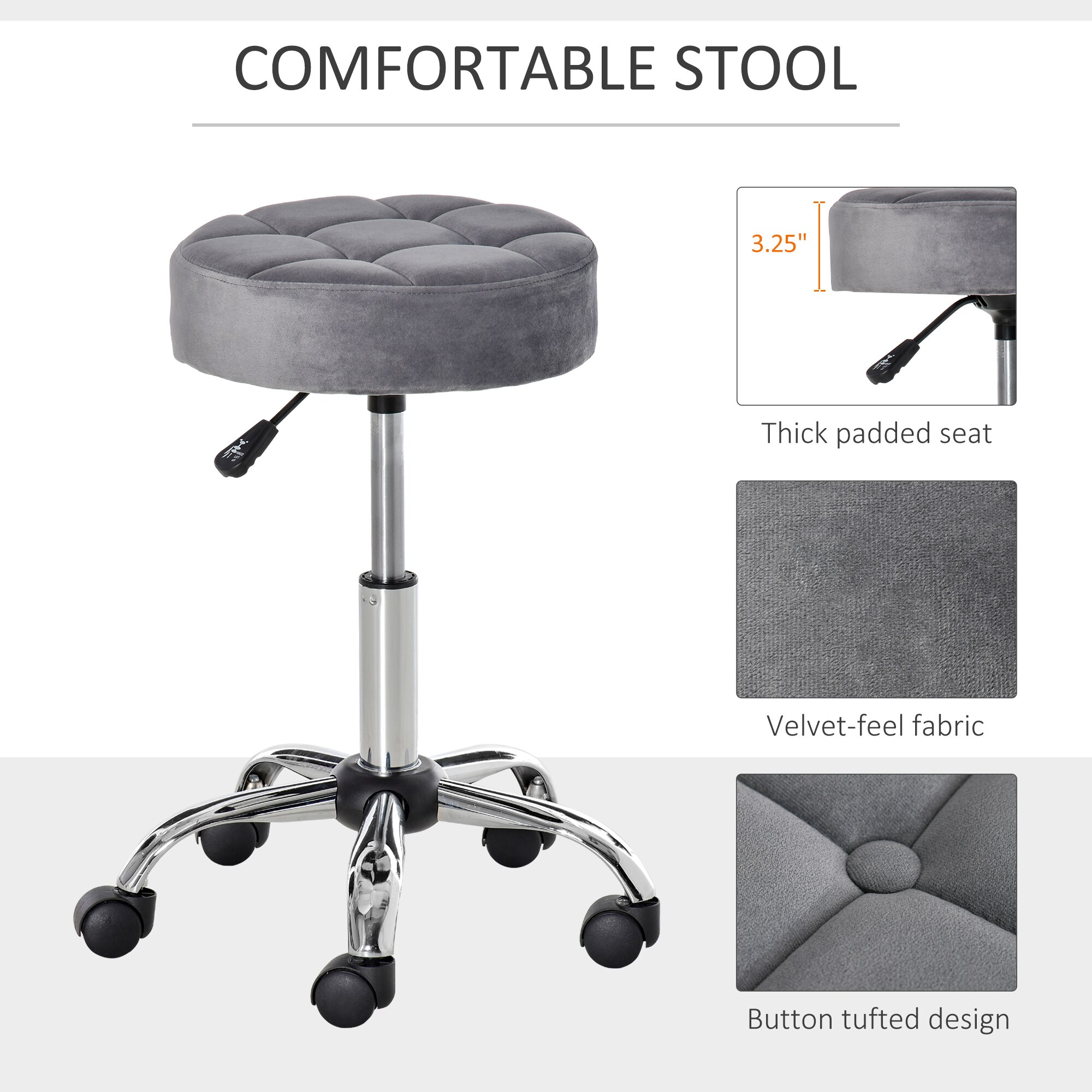 HOMCOM Salonhocker höhenverstellbar 35 x 49-61 cm