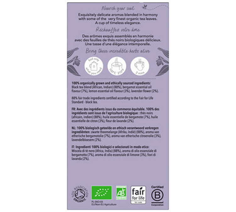 Thé Noir Gorgeous Earl Grey bio - 20 sachets - PUKKA