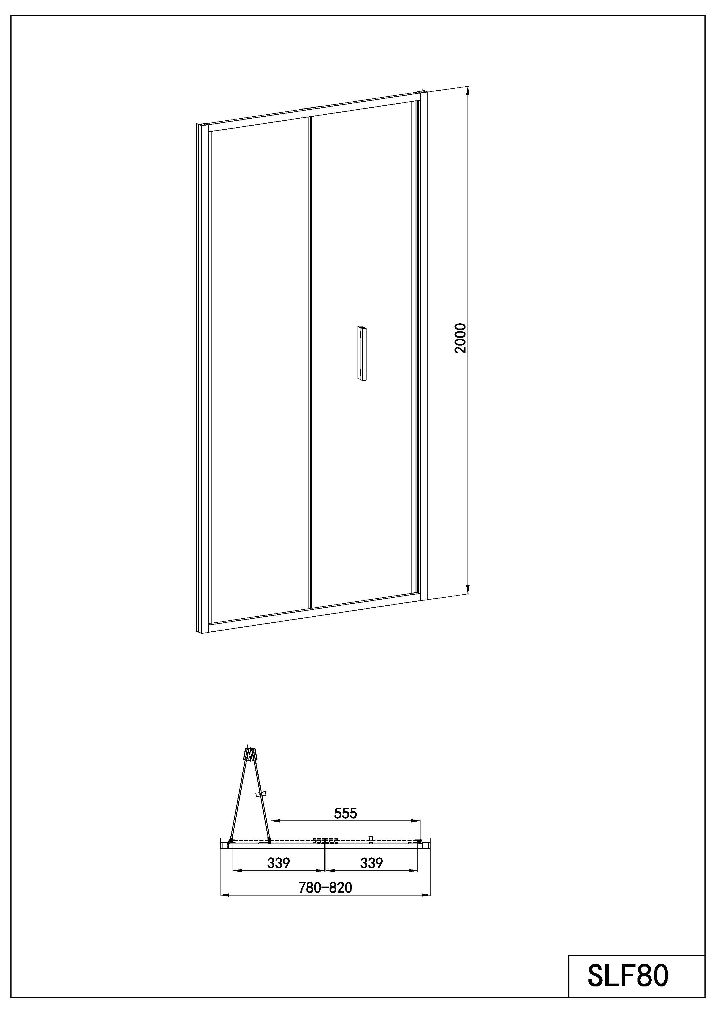 Badstuber Baso vouwdeur 80cm zwart mat